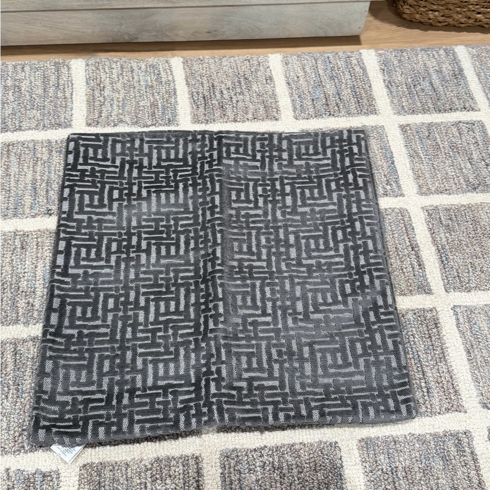 West Elm Gray Textured Geometric Pillow Cover